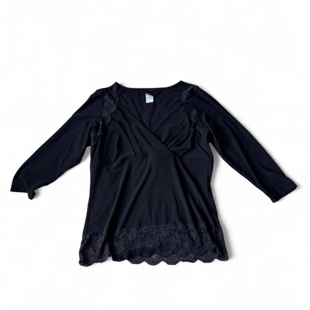 Y2K Black‎ Lace Trim Blouse